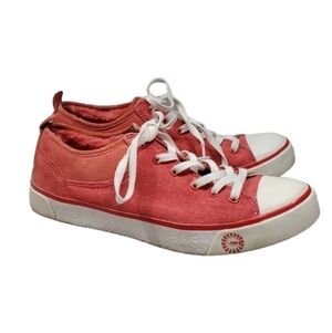 Ugg Australia Women Evera Canvas Red Sheepskin Comfort Sneakers Shoes sz 8